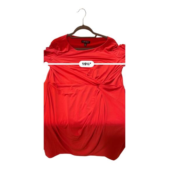 Lauren Ralph Lauren Red Twist Wrap 
Front V-Neck Dress Size 16 - Picture 7 of 8